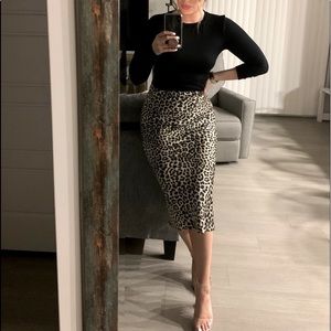 Satin Leopard Print Skirt